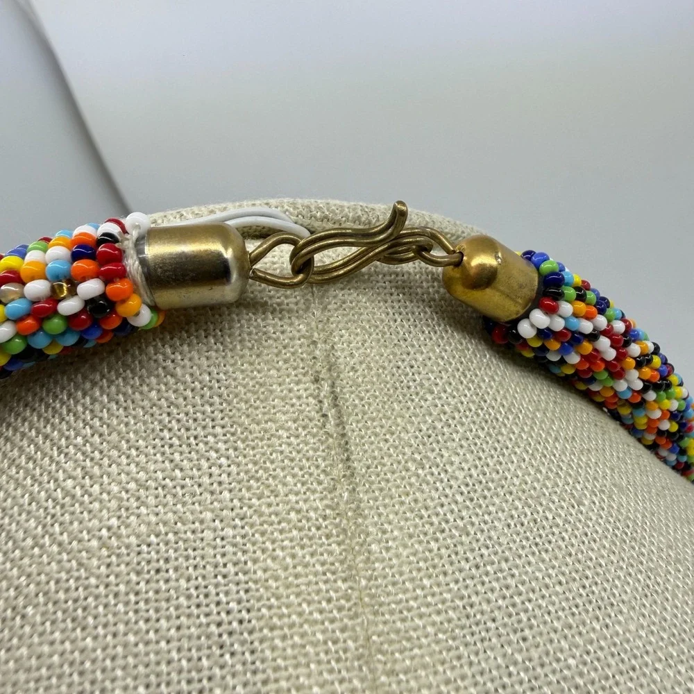 Multicolor Seed Bead Collar Necklace Boho Statement Festival Layering Gift Chic